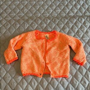 Orange Knit Baby Cardigan